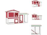 Vidaxl Grande Conigliera Rossa E Bianca 145X45X84 Cm In Legno - Habitat E Recinti Per Piccoli Animali