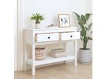 The Living Store Consolle Bianca 100X35X75 Cm In Legno Di Pino Massiccio