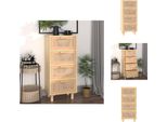 Vidaxl Credenza Marrone 40X30X90 Cm In Pino Massiccio E Rattan Naturale - Credenze