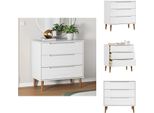 Vidaxl Cassettiera Molde Bianca 80X40X80 Cm Legno Massello Di Pino - Comò