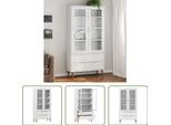 The Living Store Vetrina Molde Bianco 90X35X175 Cm In Legno Di Pino Massiccio