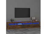 The Living Store Mobile Tv Con Luci Led Rovere Fumé 240X35X40 Cm