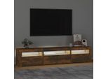 The Living Store Mobile Tv Con Luci Led Rovere Fumé 195X35X40 Cm