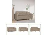 The Living Store Divano A 2 Posti Con Cuscini Taupe 140 Cm In Tessuto Microfibra