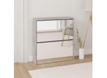 The Living Store Scarpiera Con Specchio 2 Scomparti Grigio Cemento 63X17X67 Cm