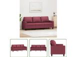 The Living Store Divano 3 Posti In Tessuto Rosso Vino 180 Cm