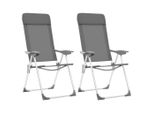 The Living Store Sedie Da Campeggio Pieghevoli 2 Pezzi Grigio Alluminio