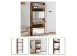 The Living Store Scarpiera Con Specchio 4 Scomparti Rovere Fumé 63X17X134 Cm