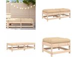 Vidaxl Sgabello Da Giardino Con Cuscino 2 Pz. In Legno Di Pino Massiccio - Sgabello Da Giardino - Sgabello Da Patio - Sgabello Da Esterno - Poggiapiedi Da Giardino