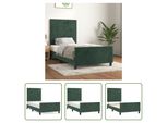 The Living Store Struttura Letto Con Testiera In Velluto Verde Scuro 90X190 Cm