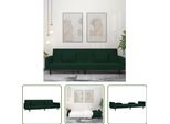 The Living Store Divano Letto A 2 Posti Con 2 Cuscini In Velluto Verde Scuro