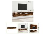The Living Store Pensili Tv 2 Pz. Rovere Fumé 100X30X30 Cm Materiale A Base Di Legno