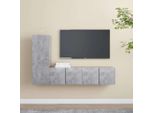 Maison Exclusive - Set Di Mobili Porta Tv 3 Pz Grigio Cemento In Legno Multistrato