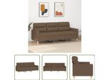 The Living Store Divano 3 Posti Marrone 180 Cm In Tessuto