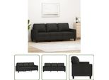 The Living Store Divano 3 Posti Nero 180 Cm In Tessuto
