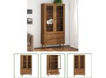 The Living Store Vetrina Molde Marrone 90X35X175 Cm Legno Massello Di Pino