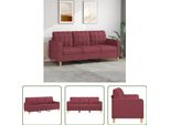 The Living Store Divano 3 Posti In Tessuto Rosso Vino 180 Cm