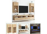 The Living Store Mobili Tv Con Luci Led 2 Pezzi Rovere Sonoma 40,5X30X90 Cm