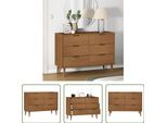 The Living Store Cassettiera Molde Brown 113X40X80 Cm In Legno Di Pino Massiccio
