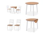 Vidaxl Set Da Pranzo 3 Pezzi In Mdf E Legno Di Gomma Bianco - Set Da Pranzo - Set Da Pranzo - Tavolo E Sedie Da Pranzo - Tavoli E Sedie Da Pranzo