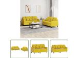 The Living Store Set Divano 2 Pezzi Con Cuscini In Velluto Giallo