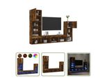 The Living Store Parete Attrezzata 4 Pezzi Con Illuminazione A Led In Legno Rovere Fumé