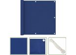 The Living Store Paravento Per Balcone Blu 90X600 Cm Tessuto Oxford