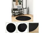 The Living Store Tappeto Shaggy Pamplona A Pelo Lungo Moderno Nero Ø 100 Cm