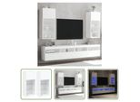 The Living Store Mobili Tv Con Luci Led 2 Pz. Bianco 40,5X30X90 Cm