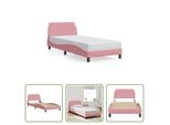 The Living Store Struttura Letto Con Testiera Rosa 90X190 Cm In Velluto