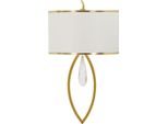 Plafoniera Da Parete Vienna Mauro Ferretti In Metallo Dorato E Tessuto Bianco 26X15X50 Cm E14