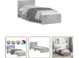 The Living Store Struttura Letto Con Testiera E Luci Led Grigio Cemento 90X190 Cm