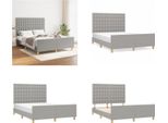 Vidaxl Struttura Letto Con Testiera In Tessuto Grigio Chiaro 140X190 Cm - Struttura Letto Con Testiera - Struttura Letto Con Testiera - Struttura Letto - Letto Con Testiera