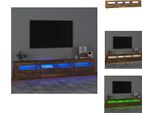 Mobile Tv Vidaxl Con Luci Led In Rovere Fumé 210X35X40 Cm - Mobili Tv