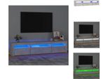 Mobile Tv Vidaxl Con Luci Led Grigio Cemento 195X35X40 Cm - Mobili Tv