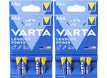 16 Batterie Varta 4903 Longlife Power Aaa Micro In Blister Da 4 Pezzi