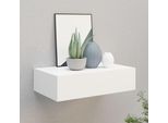 The Living Store Mensola A Muro Con Cassetto Bianco 40X23,5X10 Cm Mdf