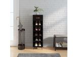 The Living Store Scarpiera Nera 30X35X105 Cm Materiale Legno