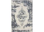Tappeto Sia Crema/Blu 80X150 Cm Soggiorno Rettangolare Benuta