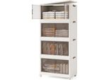 Costway 284 L Contenitori Pieghevoli A 4 Livelli Impilabili Con Ruote, Organizer Pieghevole Per Lo Stoccaggio