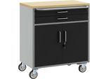 Vidaxl Banco Da Lavoro Con Cassetti Nero E Grigio 75 X 45 X 85 Cm