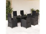 Set Di Mobili Da Giardino Durevole Set Di Mobili Da Balcone Set Da Pranzo Da Giardino 7 Pezzi Con Cuscini Nero Poly Rattan - Set Di Mobili Da Giardino Octo1467034 4Parcel