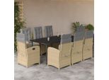 Set Di Mobili Da Giardino Bei Cloris Set Di Mobili Da Balcone Set Da Pranzo Da Giardino 9 Pezzi Con Cuscini Beige Mix Poly Rattan - Set Di Mobili Da Giardino New9544515 6Parcel