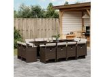 Best MöBel GartenmöBel Set BalkonmöBel-Set 13-Tlg. Garten-Essgruppe Mit Kissen Braun Poly Rattan - Set Mobili Da Giardino Cloris Neu3414187 5Parcel