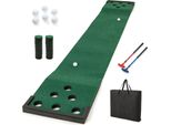 Costway Tappetino Da Golf 332 X 50 Cm, Putting Green Con 2 Putter Regolabili, 6 Palline E 12 Copri Buche, Tappetino Da Golf, Tappetino Da Allenamento
