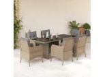 Set Di Mobili Da Giardino Set Di Mobili Da Balcone 7 Pezzi Con Cuscini Beige Poly Rattan - GartenmöBelgarnituren MöBel2025 CHY2673773 4Parcel