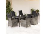 Bei Cloris Set Di Mobili Da Giardino Set Di Mobili Da Balcone Set Da Pranzo Da Giardino 7 Pezzi Con Cuscini Grey Poly Rattan - Set Di Mobili Da Giardino New5365406 4Parcel