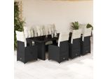 Stabli MöBel Set Di Mobili Da Giardino Set Di Mobili Da Balcone Set Di 9 Pezzi Da Giardino Bistrot Con Cuscini In Poly Rattan Nero - Set Di Mobili Da Giardino CC9625016 6Parti