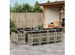 Set Di Mobili Da Giardino In Stile Elegante Set Di Mobili Da Balcone Set Da Pranzo Da Giardino 13 Pezzi Con Cuscini Grigio Chiaro Poly Rattan - Set Di Mobili Da Giardino Hommie9806912 5Parcel