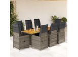 Set Di Mobili Da Giardino In Stile Elegante Set Di Mobili Da Balcone Set Bistrot Da Giardino 9 Pezzi Con Cuscini Grey Poly Rattan - Set Di Mobili Da Giardino Hommie7434199 5Parcel